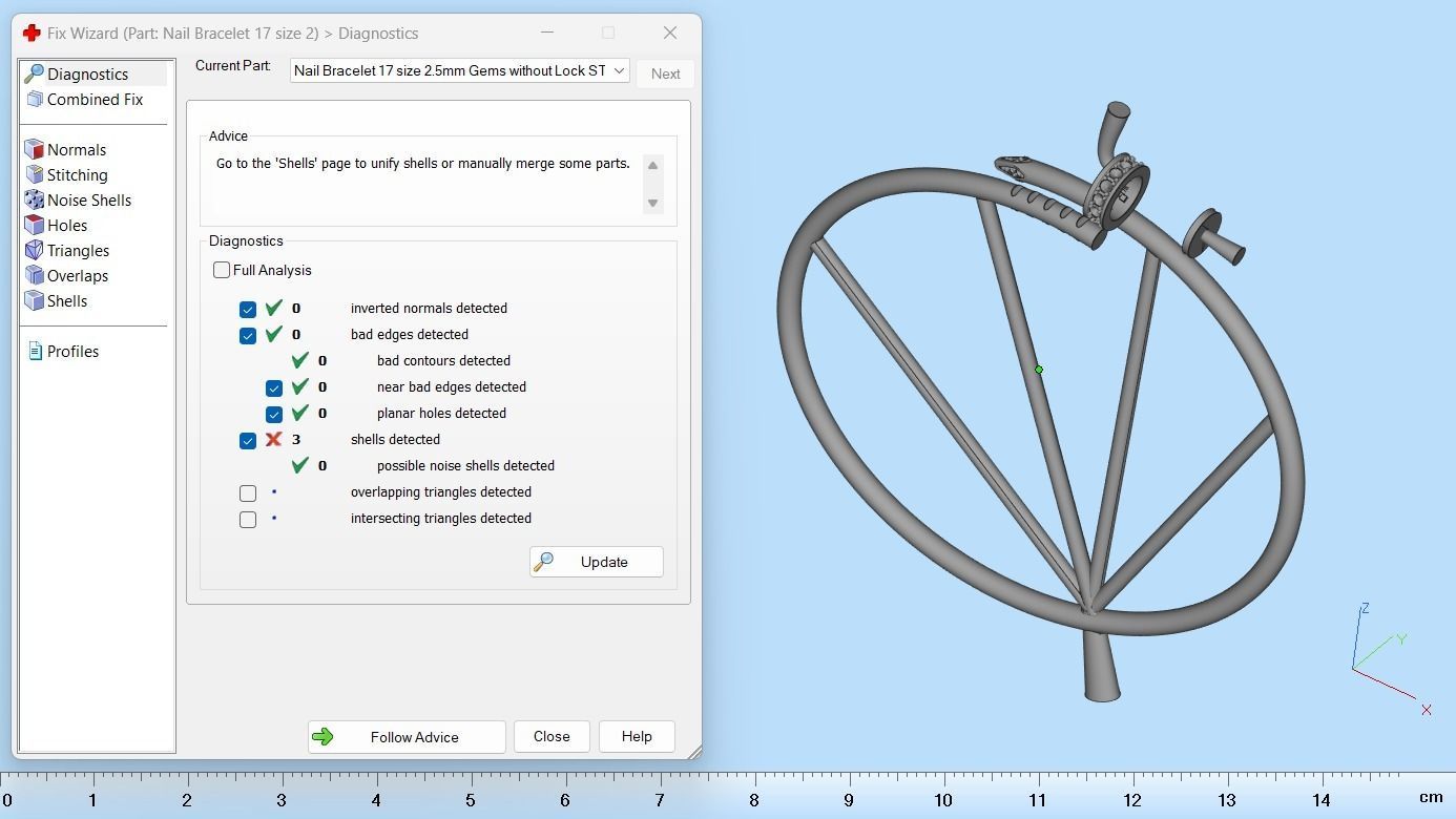 Juste un clou Bracelet 17 Size with Gems Small Version N178 3D print model_10