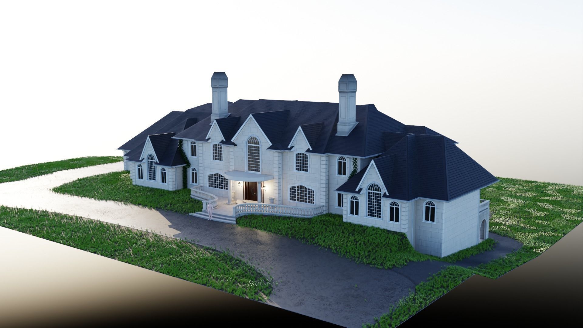 Mega Mansion Low-poly 3D model_1