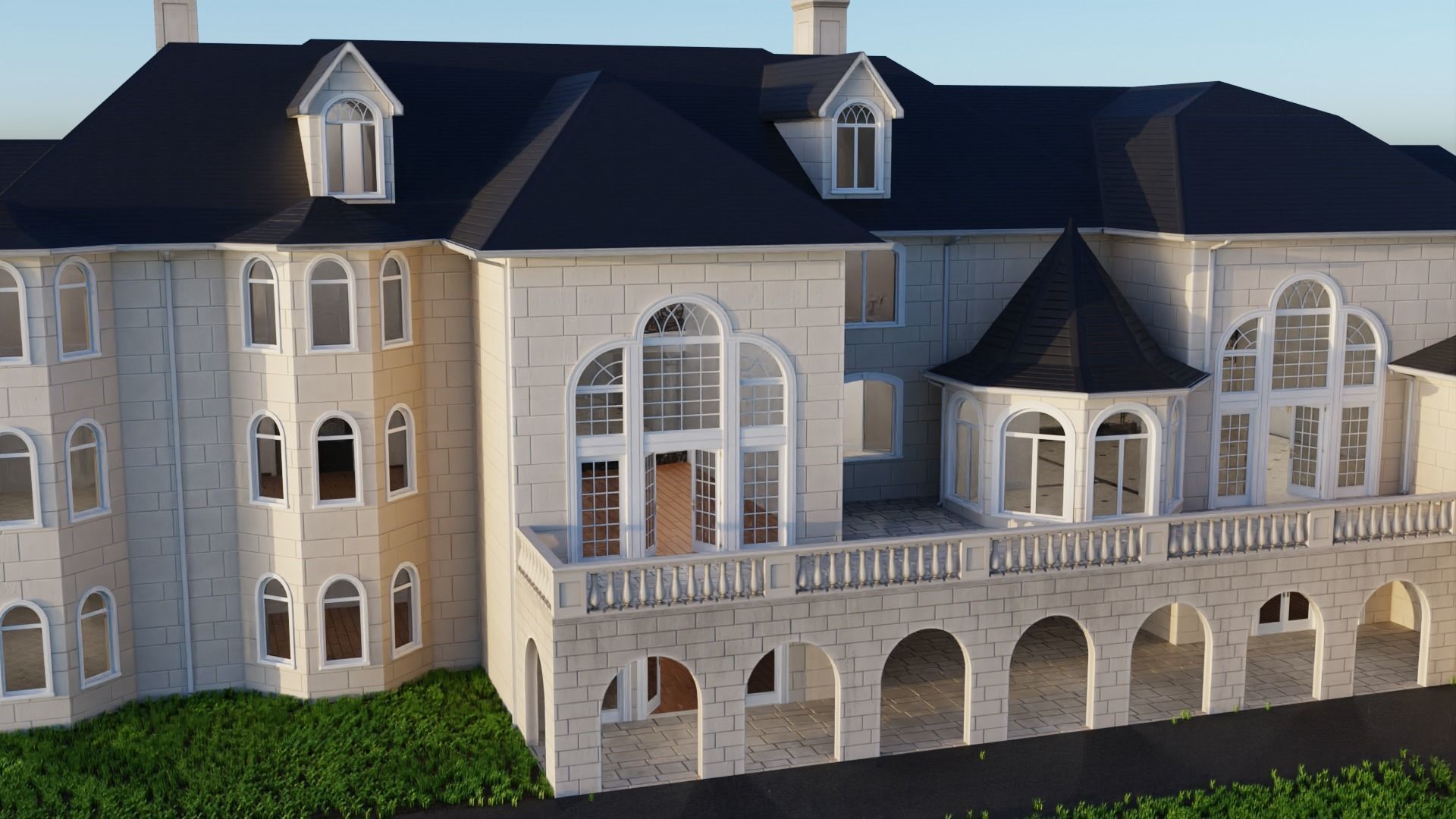 Mega Mansion Low-poly 3D model_16