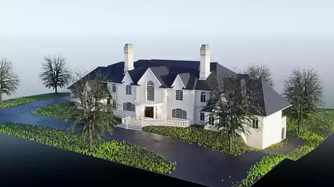 Mega Mansion Low-poly 3D model
