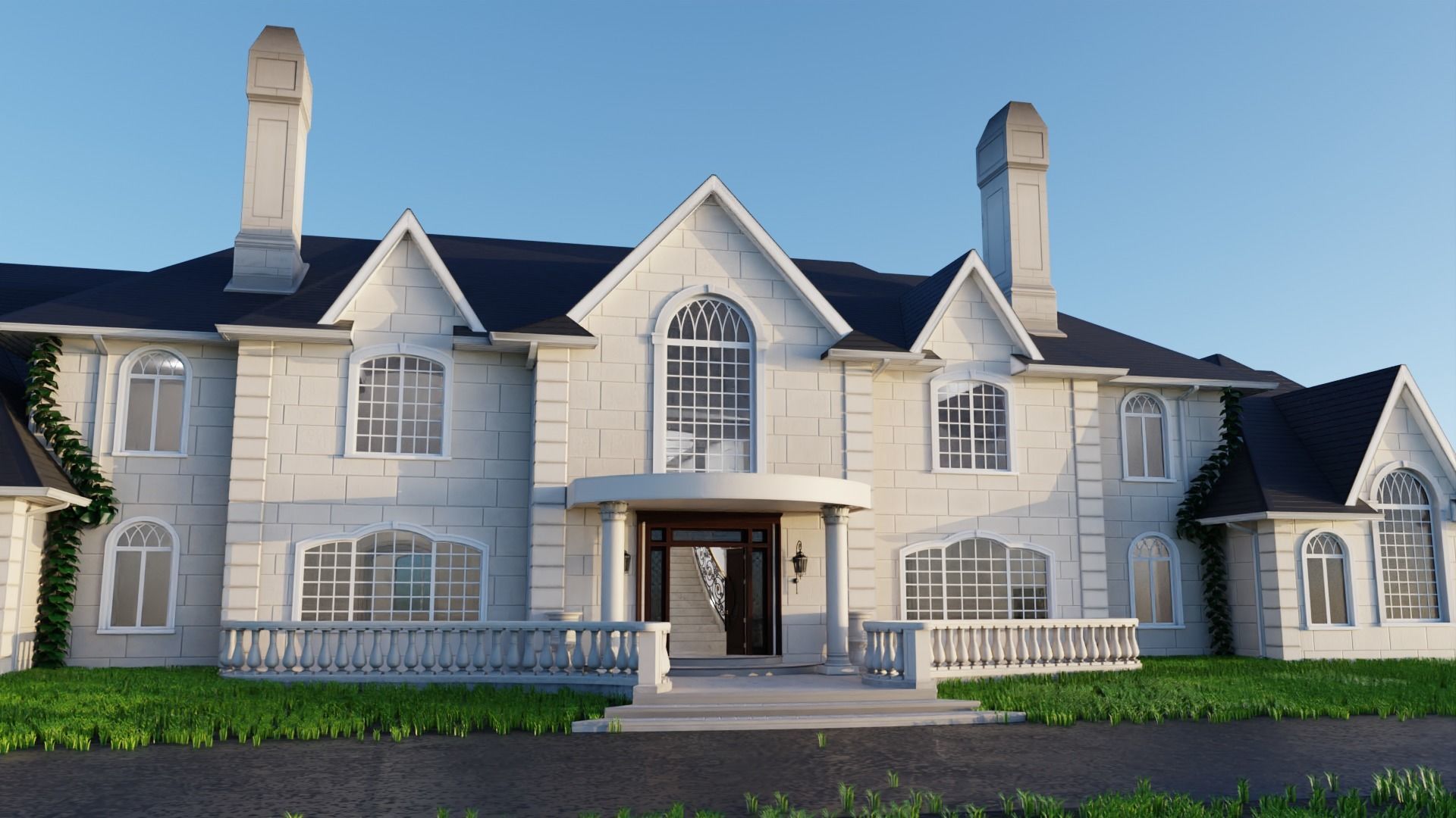 Mega Mansion Low-poly 3D model_7