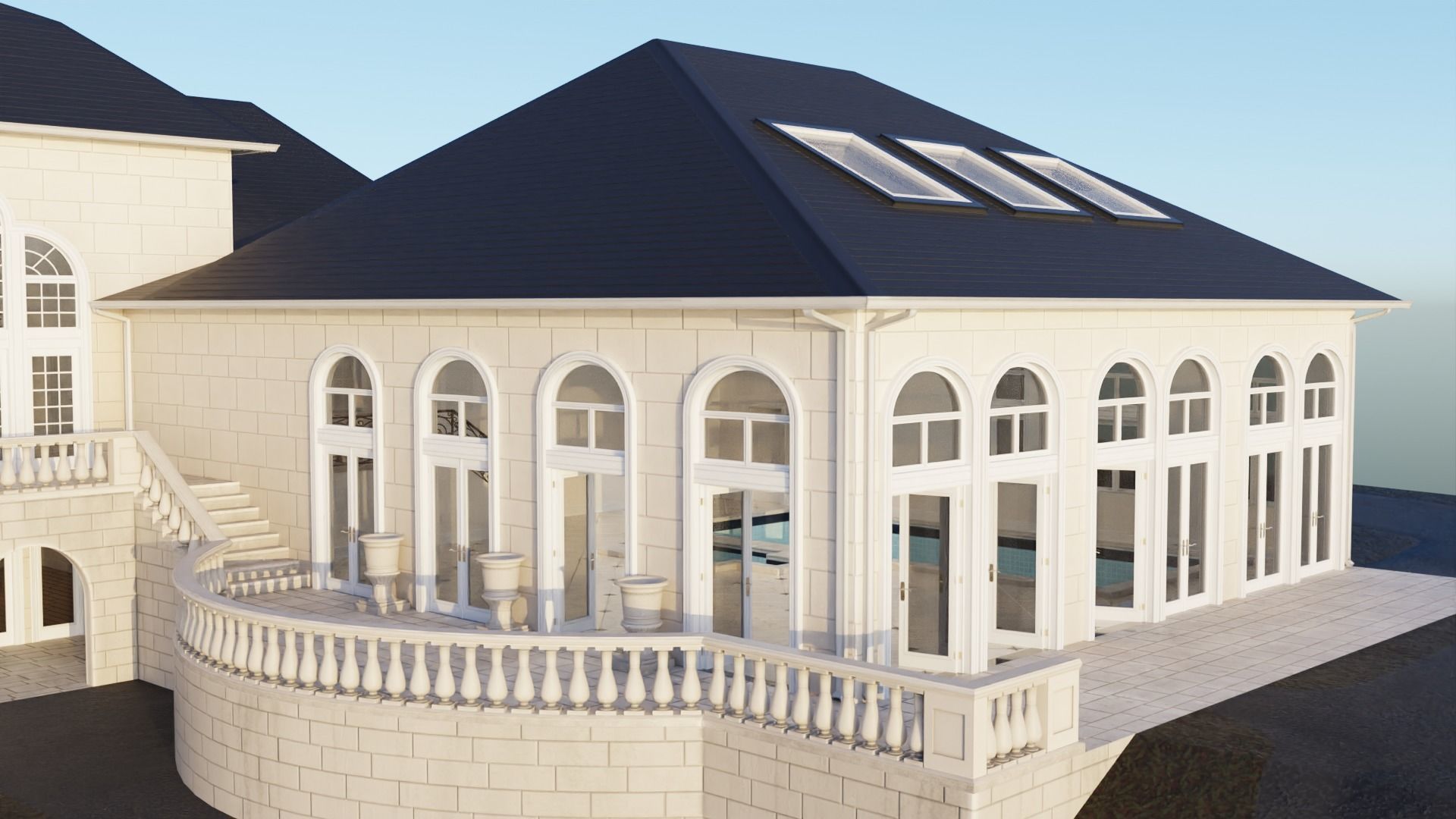 Mega Mansion Low-poly 3D model_12