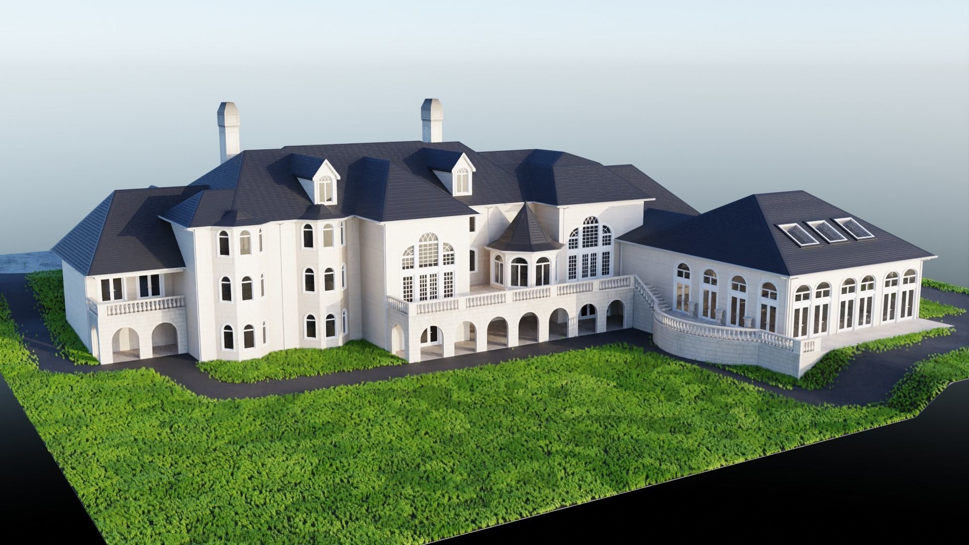 Mega Mansion Low-poly 3D model_4