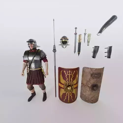 Roman Legionary Leg IX Hispana 120 AD - Rigged Low-poly 3D model