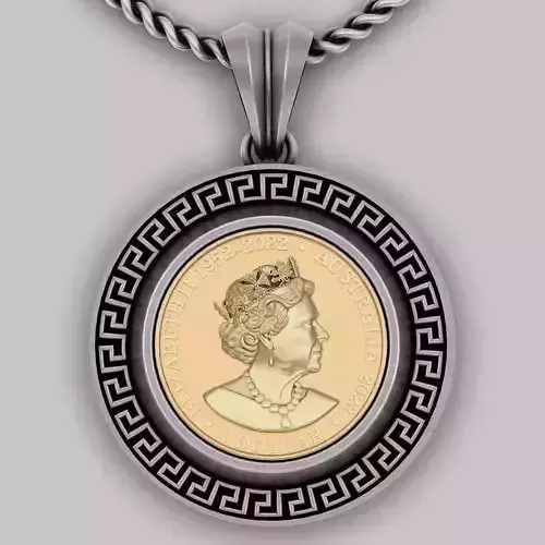 One Dollar Australia  3D MODEL PRINTABLE Coin Pendant 3D print model