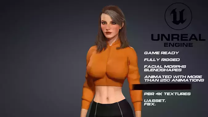 Tattoo girl full rigged - game ready - animated Low-poly 3D model