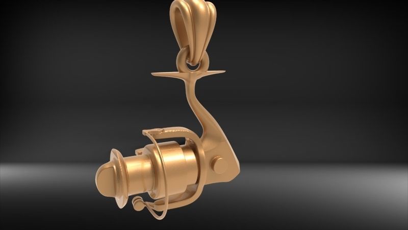 Spinning Fishing Reel Necklace Charm Nautical Jewelry 3D print model_17