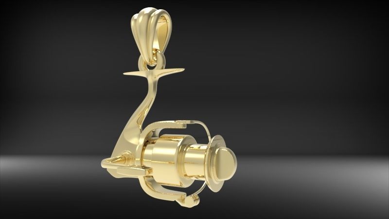 Spinning Fishing Reel Necklace Charm Nautical Jewelry 3D print model_12
