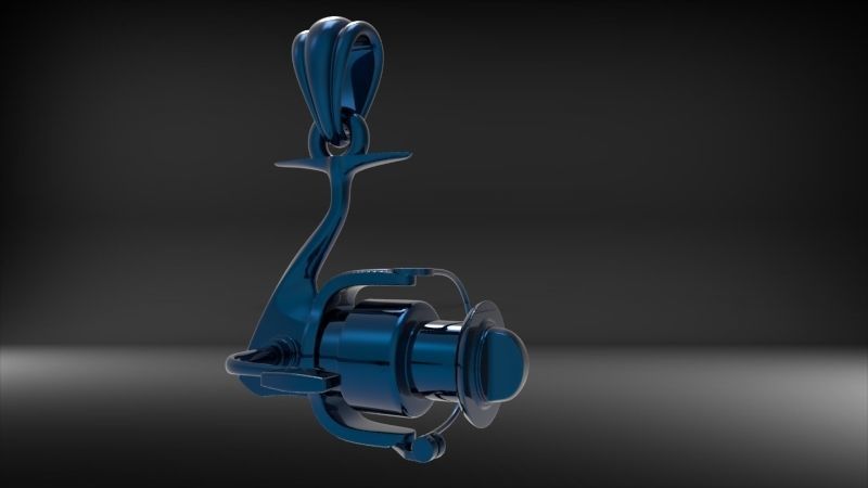Spinning Fishing Reel Necklace Charm Nautical Jewelry 3D print model_14