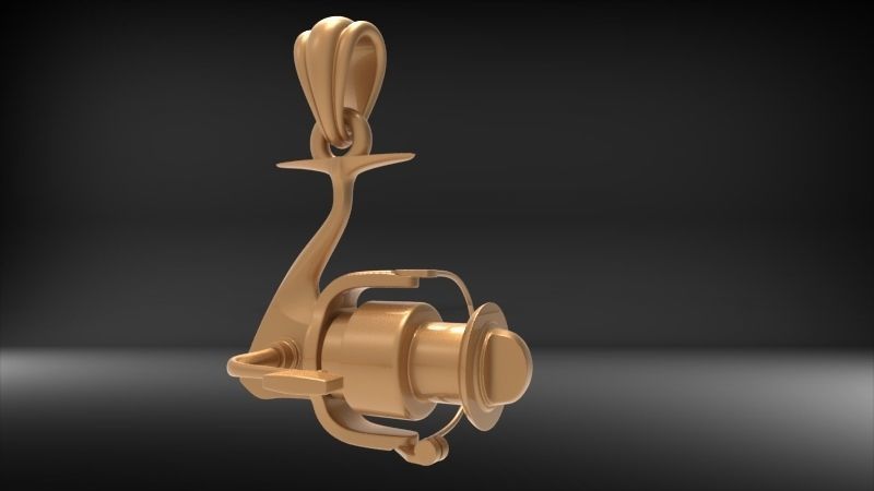 Spinning Fishing Reel Necklace Charm Nautical Jewelry 3D print model_6