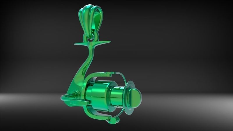 Spinning Fishing Reel Necklace Charm Nautical Jewelry 3D print model_13