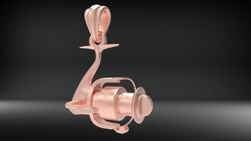 Spinning Fishing Reel Necklace Charm Nautical Jewelry 3D print model_11