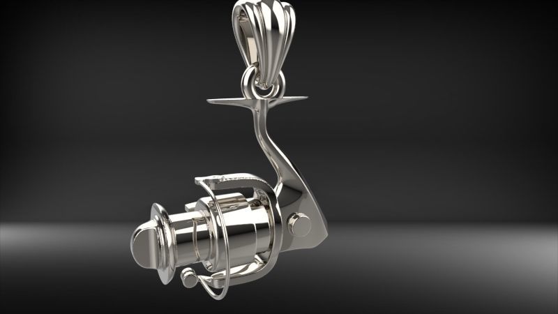 Spinning Fishing Reel Necklace Charm Nautical Jewelry 3D print model_26