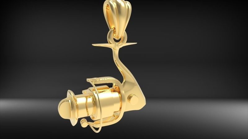 Spinning Fishing Reel Necklace Charm Nautical Jewelry 3D print model_16