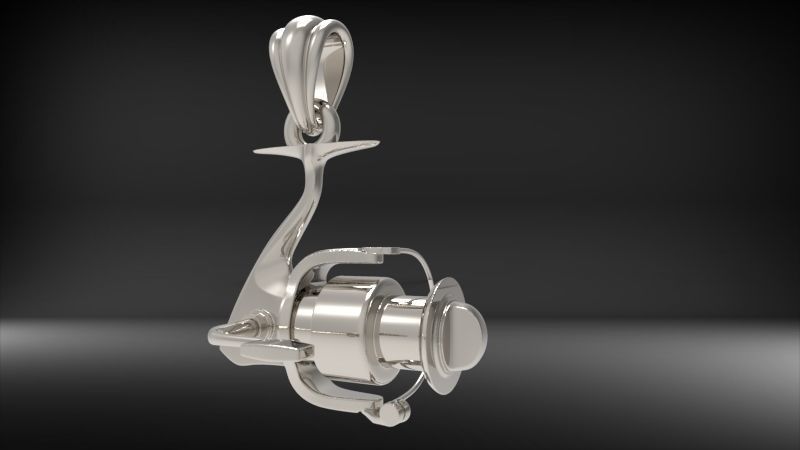 Spinning Fishing Reel Necklace Charm Nautical Jewelry 3D print model_7