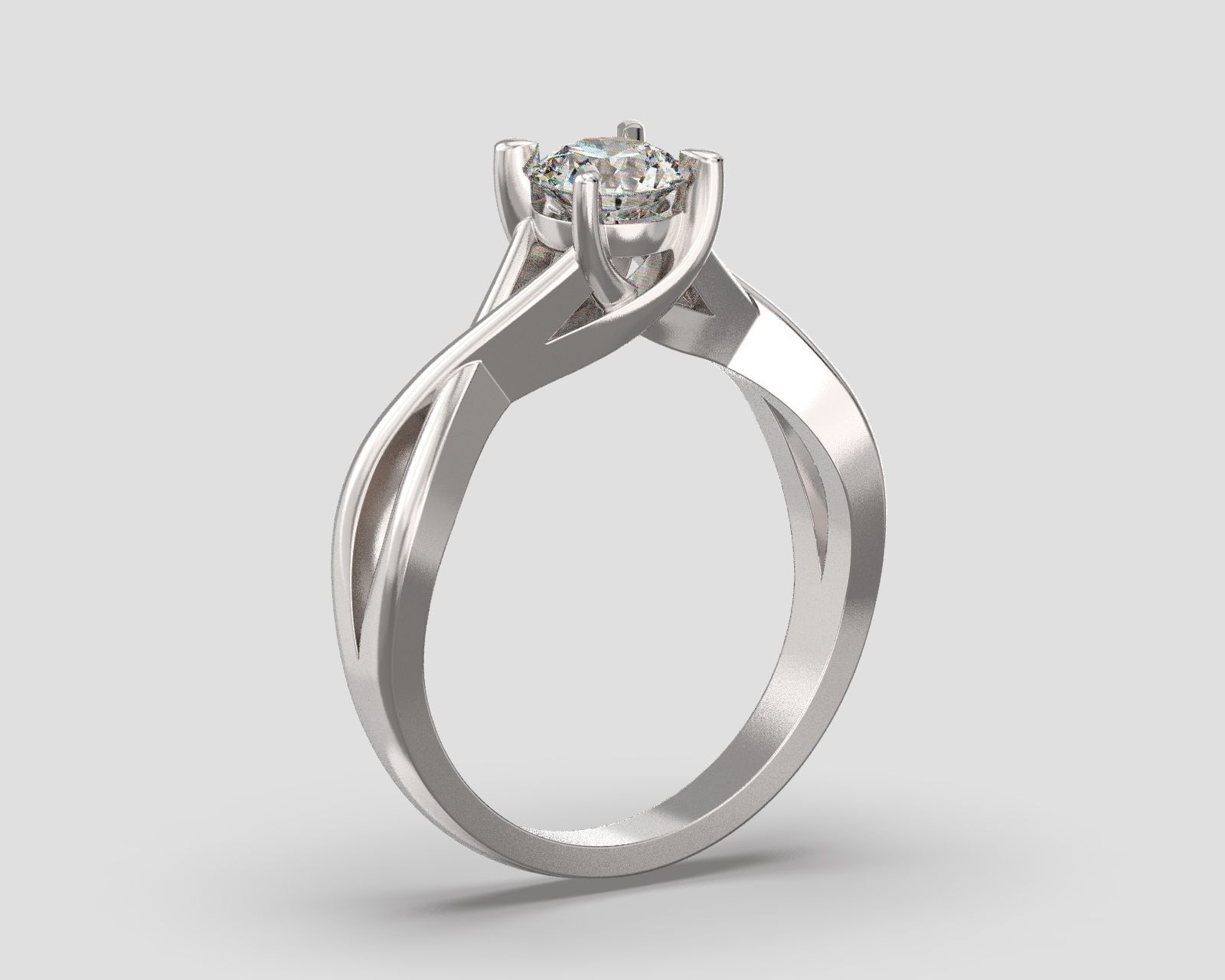 R 026 Solitaire ring 3D print model_7