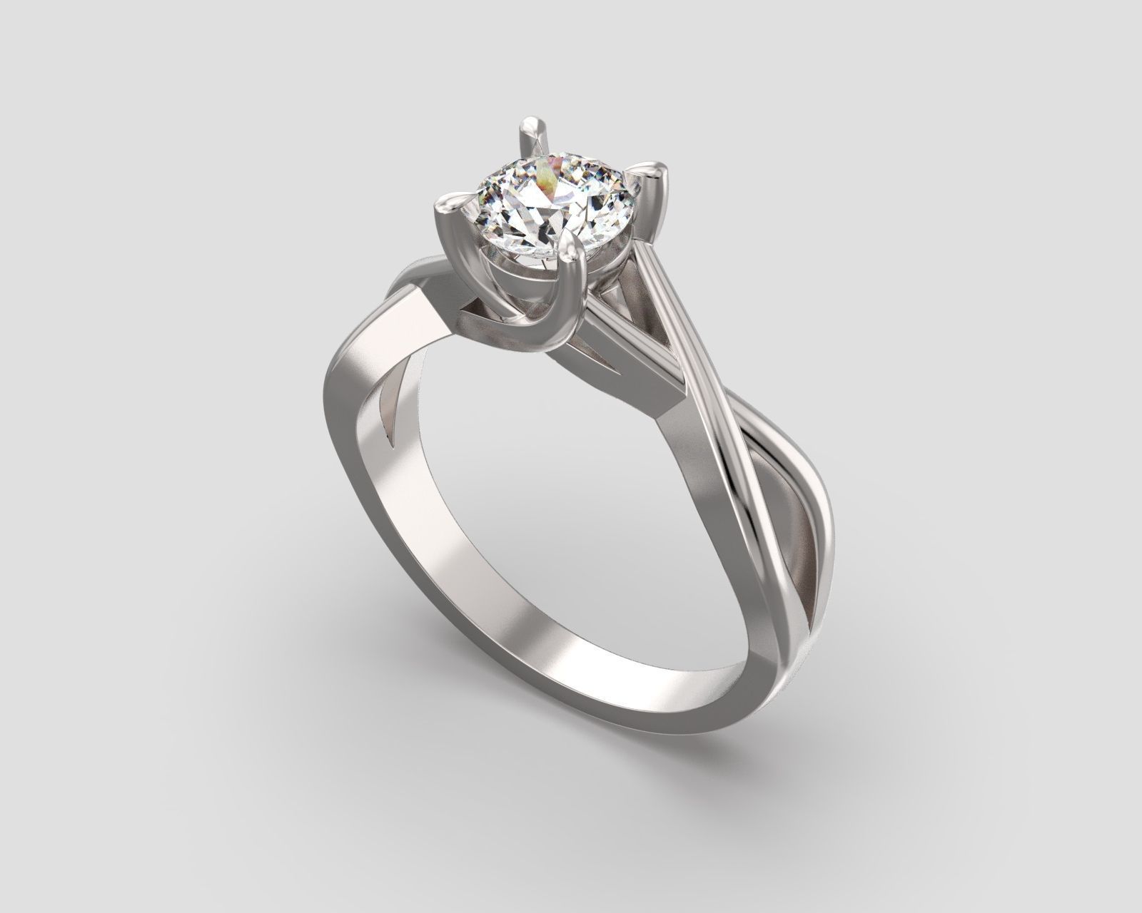 R 026 Solitaire ring 3D print model_4