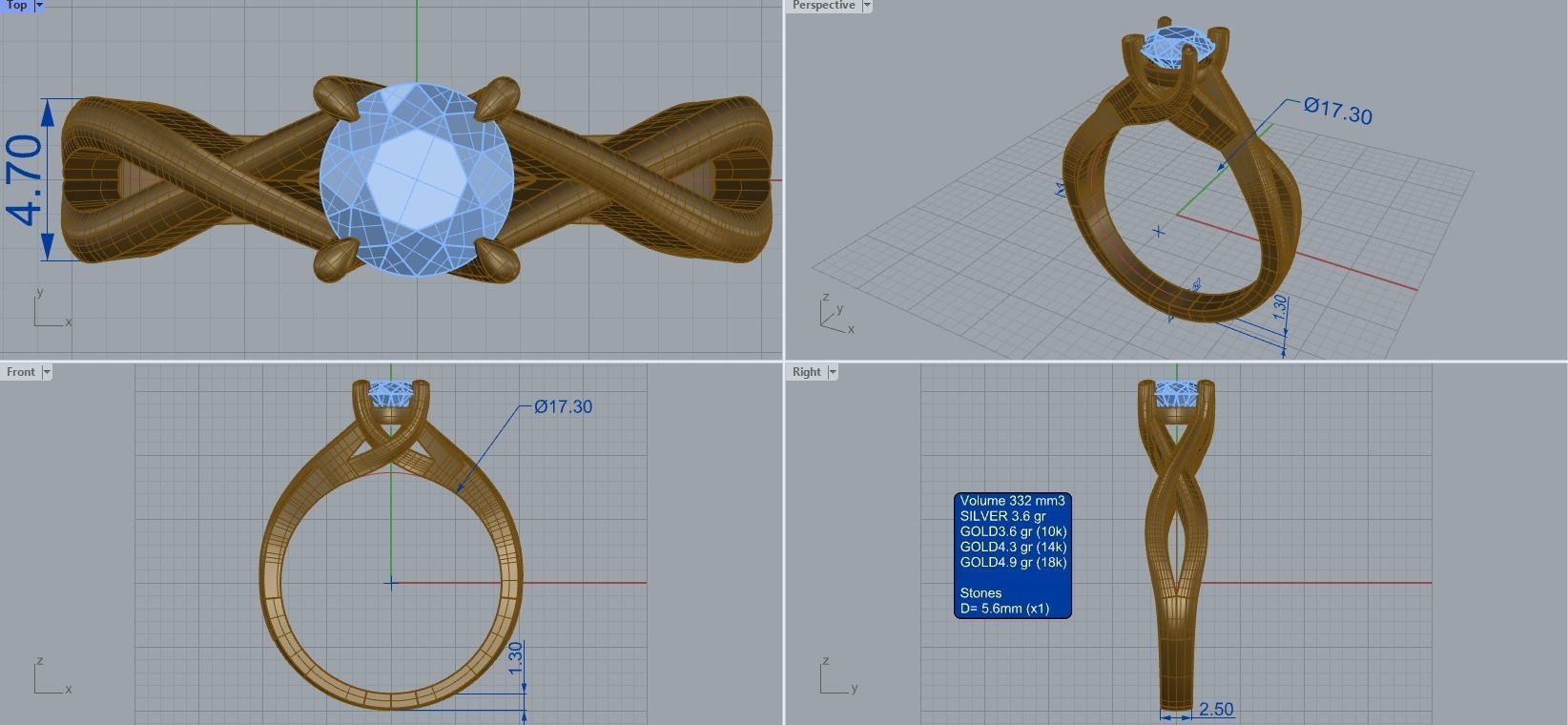 R 026 Solitaire ring 3D print model_8