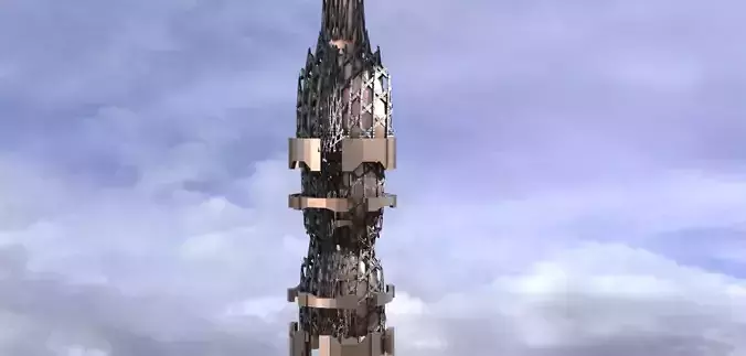 Sci fi Gold Hive structure pinnicle