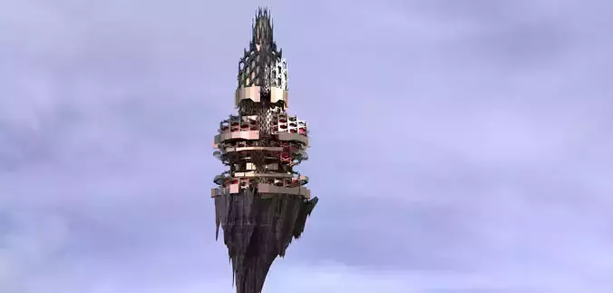 Sci fi Gold financial Hive mechanical tower