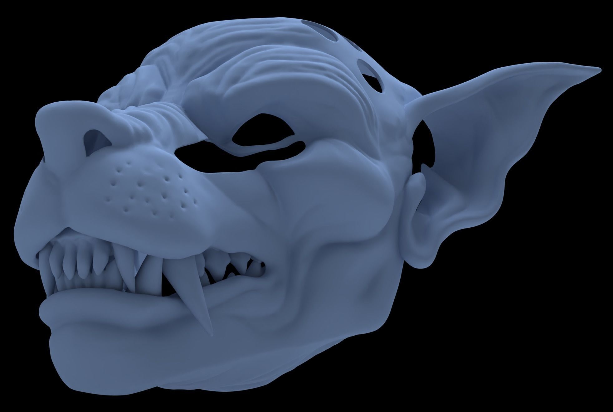 Realistic Werewolf Cosplay Fursuit Head Base 3D print model_3