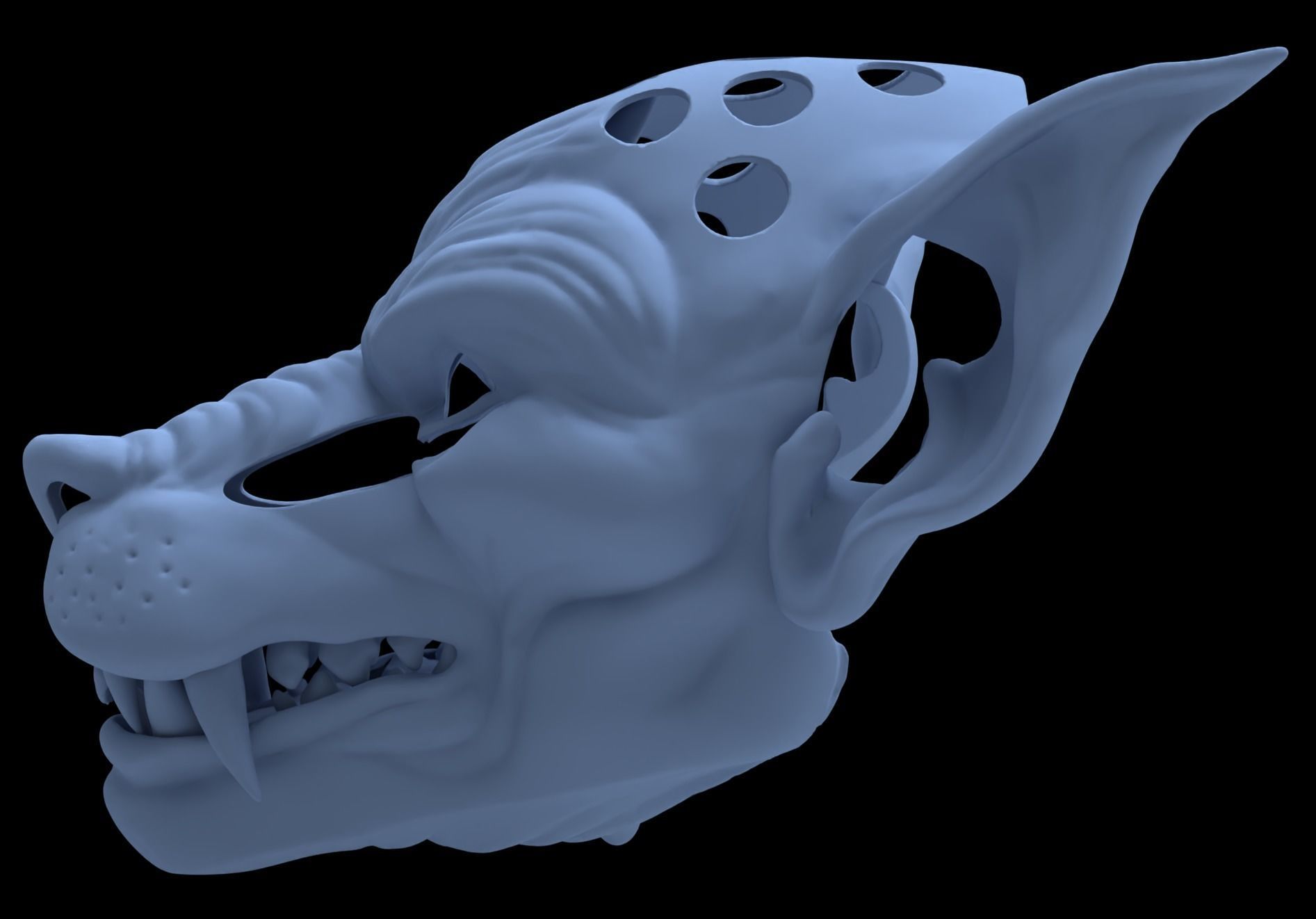 Realistic Werewolf Cosplay Fursuit Head Base 3D print model_1