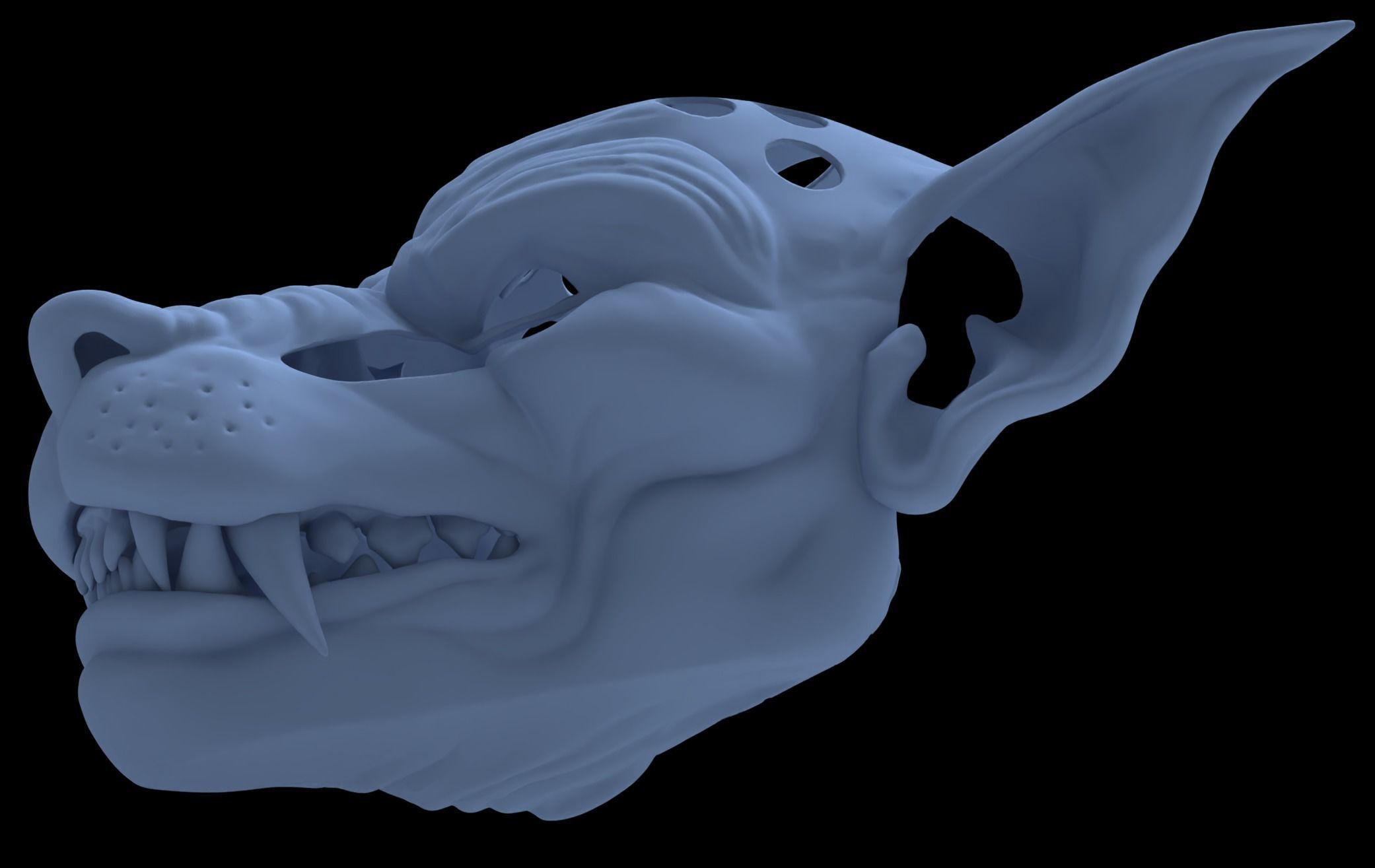 Realistic Werewolf Cosplay Fursuit Head Base 3D print model_4