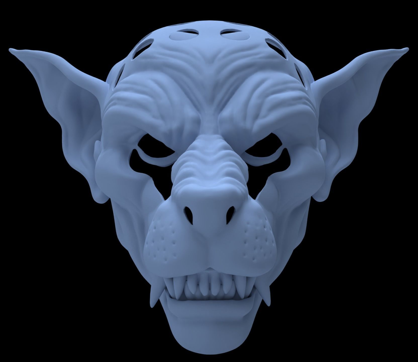 Realistic Werewolf Cosplay Fursuit Head Base 3D print model_2
