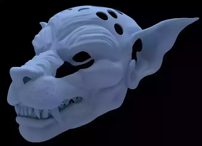 Realistic Werewolf Cosplay Fursuit Head Base 3D print model