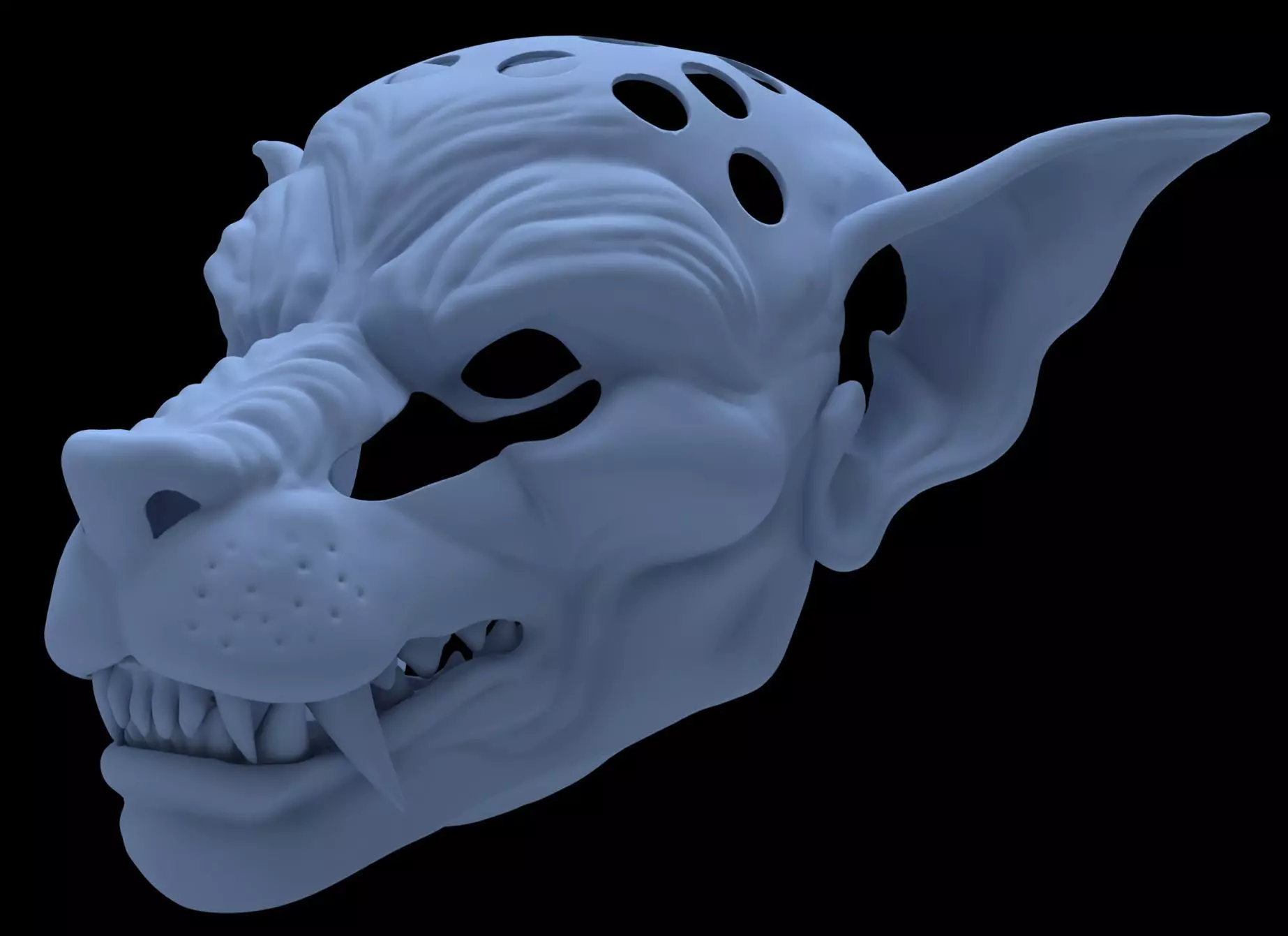 Realistic Werewolf Cosplay Fursuit Head Base 3D print model_0