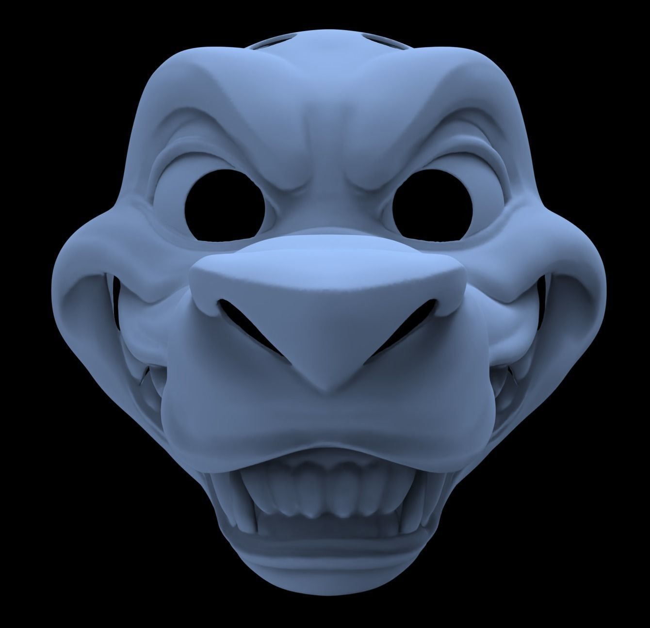 Grinning Canine Fursuit Head Base 3D print model_2