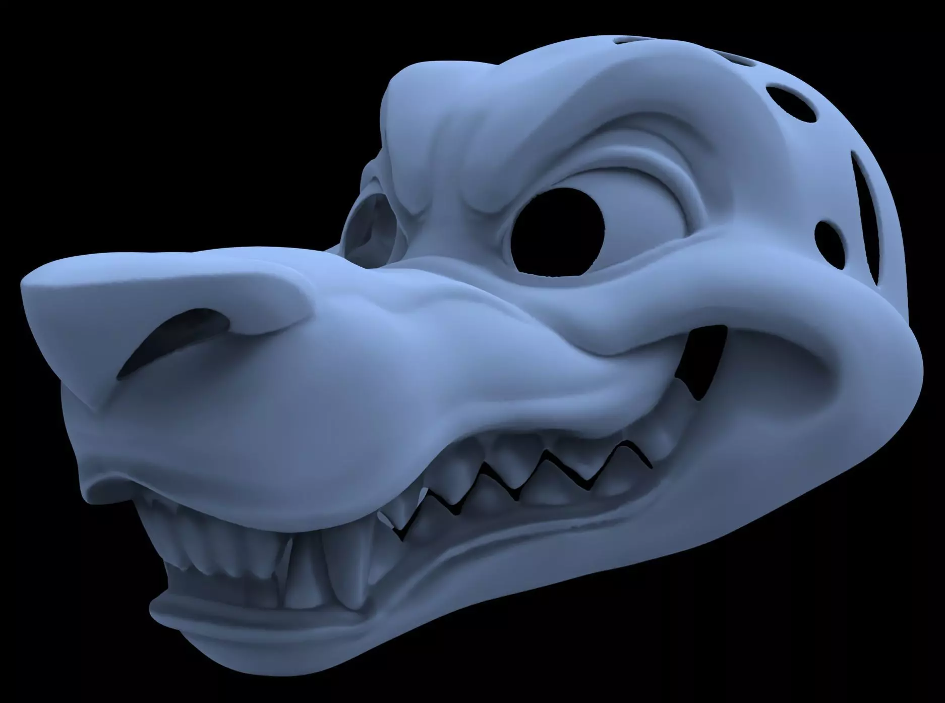 Grinning Canine Fursuit Head Base 3D print model_0