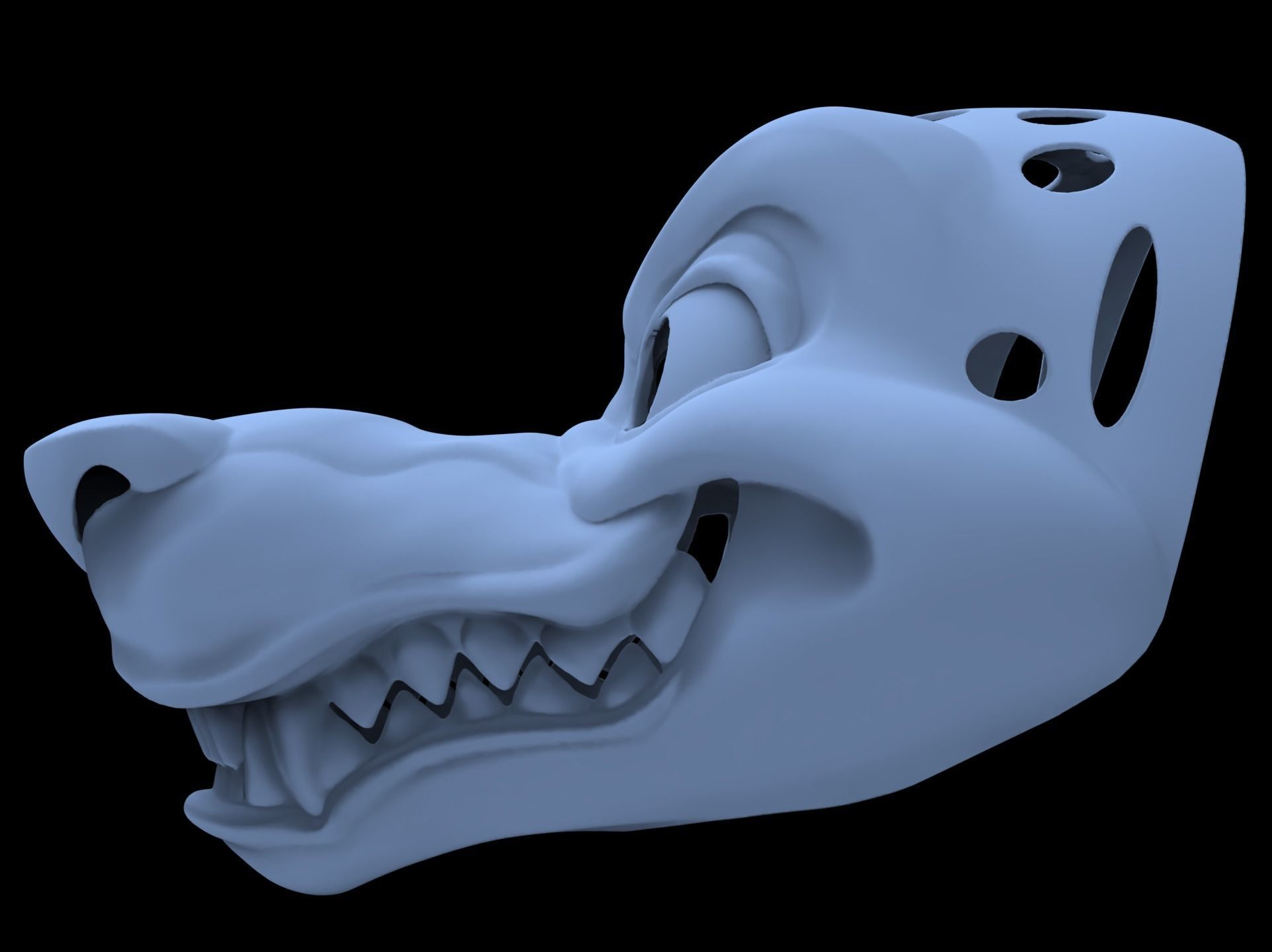 Grinning Canine Fursuit Head Base 3D print model_5