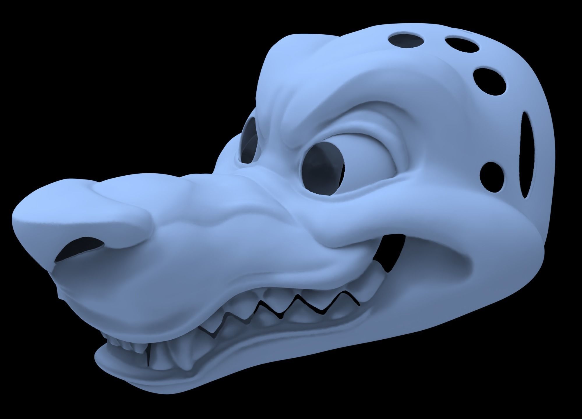 Grinning Canine Fursuit Head Base 3D print model_6