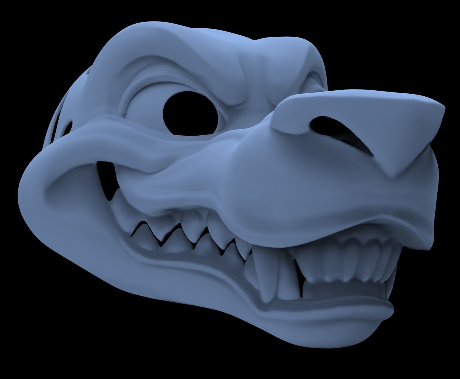 Grinning Canine Fursuit Head Base 3D print model_4