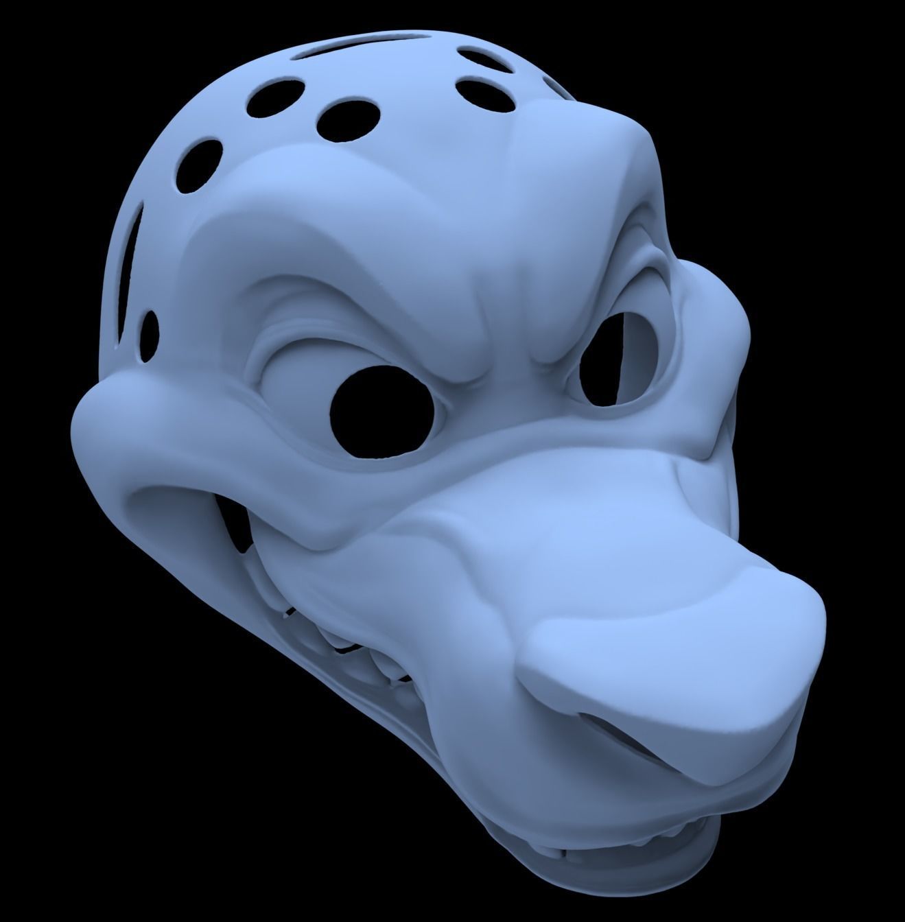 Grinning Canine Fursuit Head Base 3D print model_3