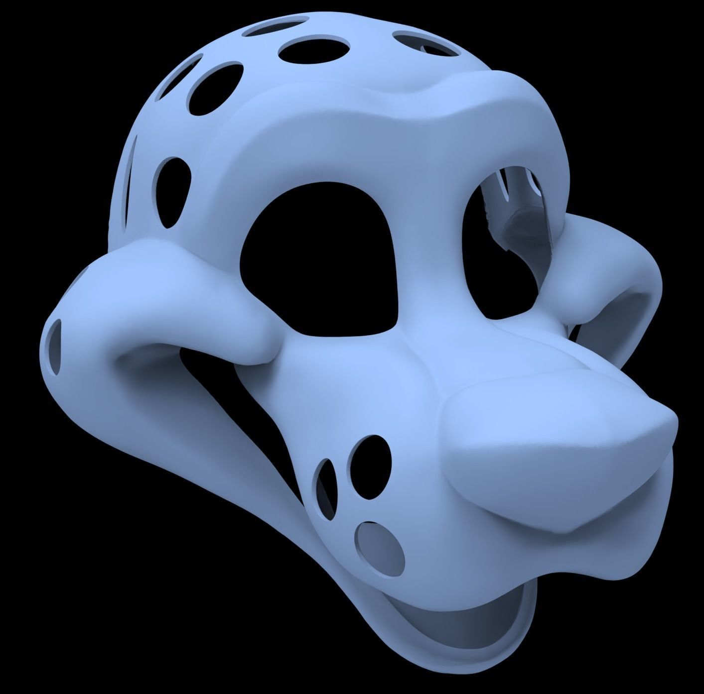 Generic Canine Fursuit Head Base 3D print model_2
