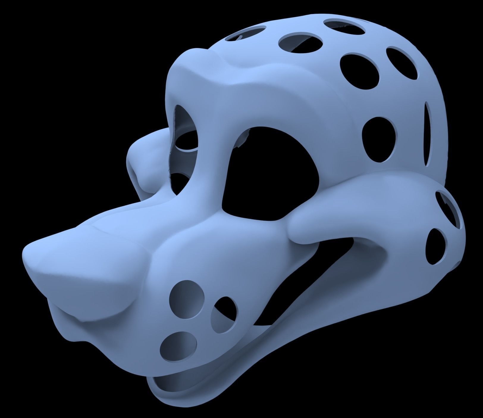 Generic Canine Fursuit Head Base 3D print model_4