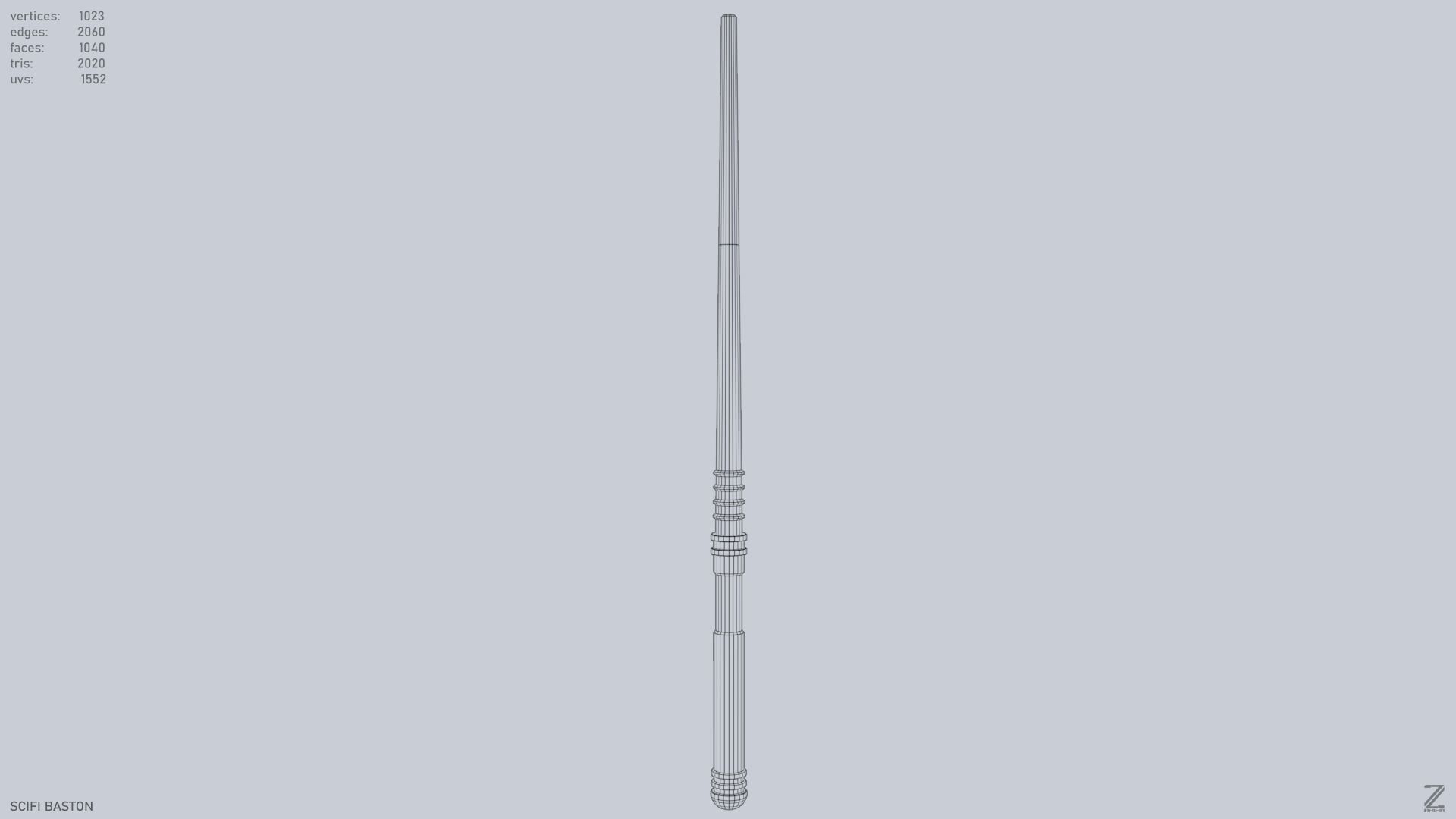 Sci fi baston Low-poly 3D model_9