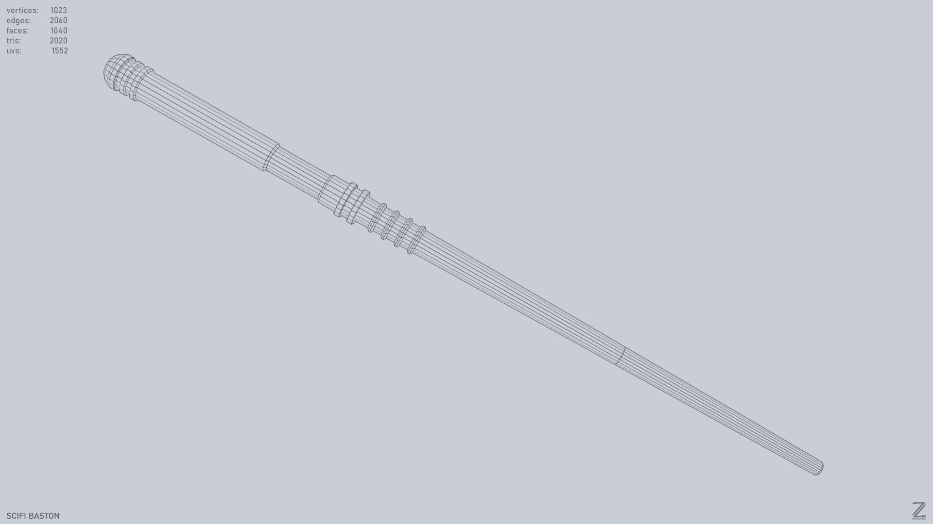 Sci fi baston Low-poly 3D model_13