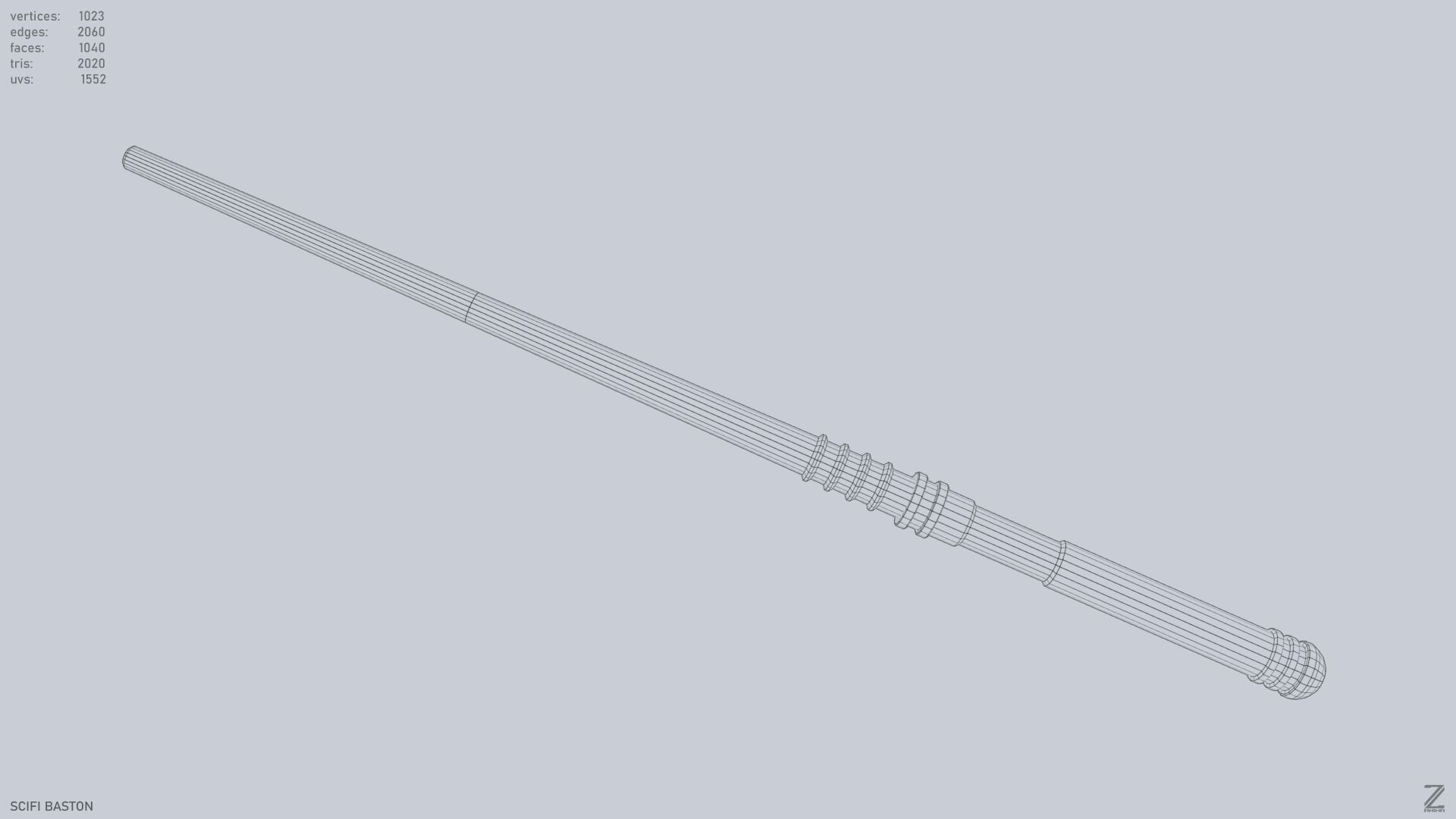 Sci fi baston Low-poly 3D model_11