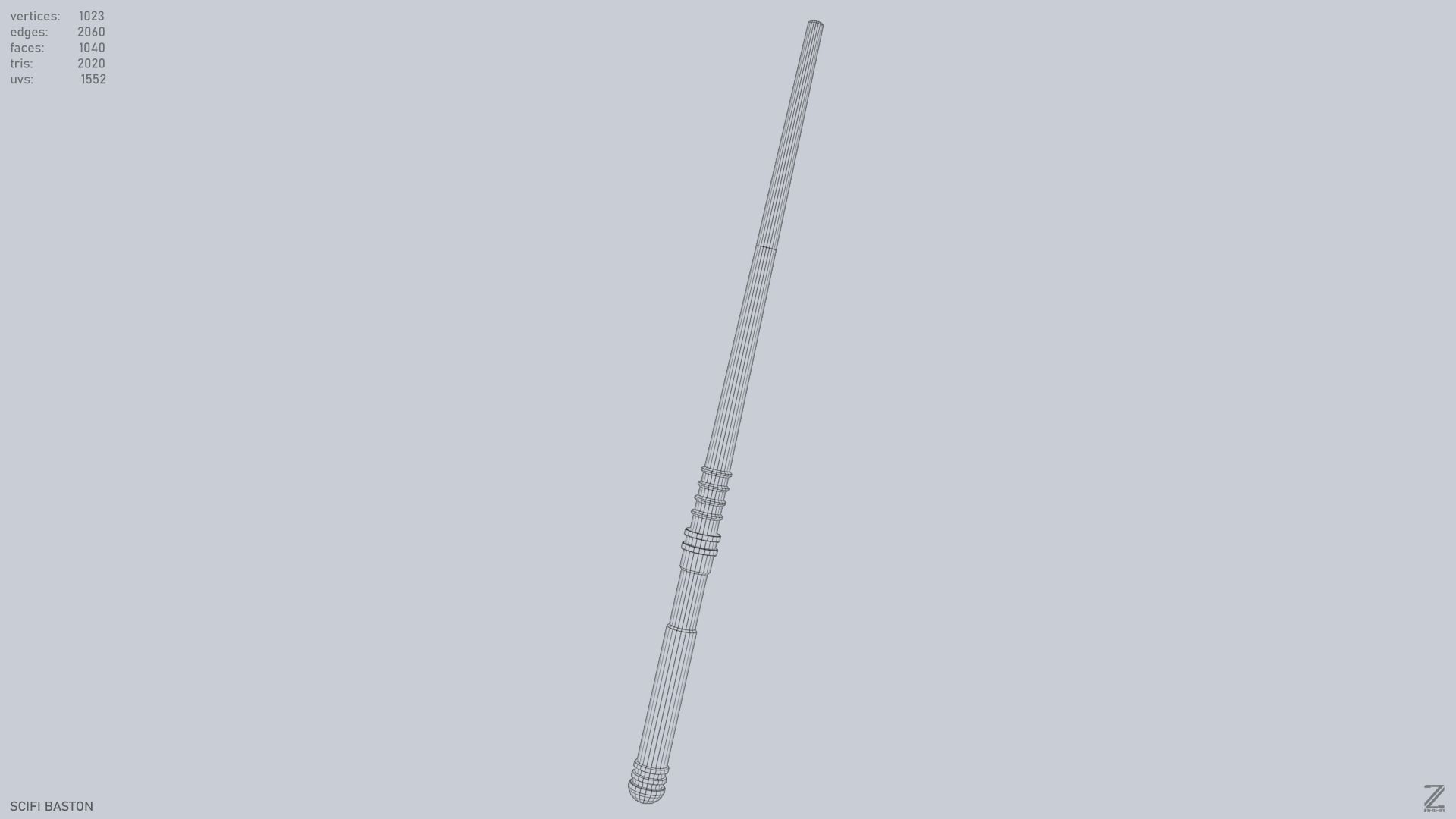 Sci fi baston Low-poly 3D model_15