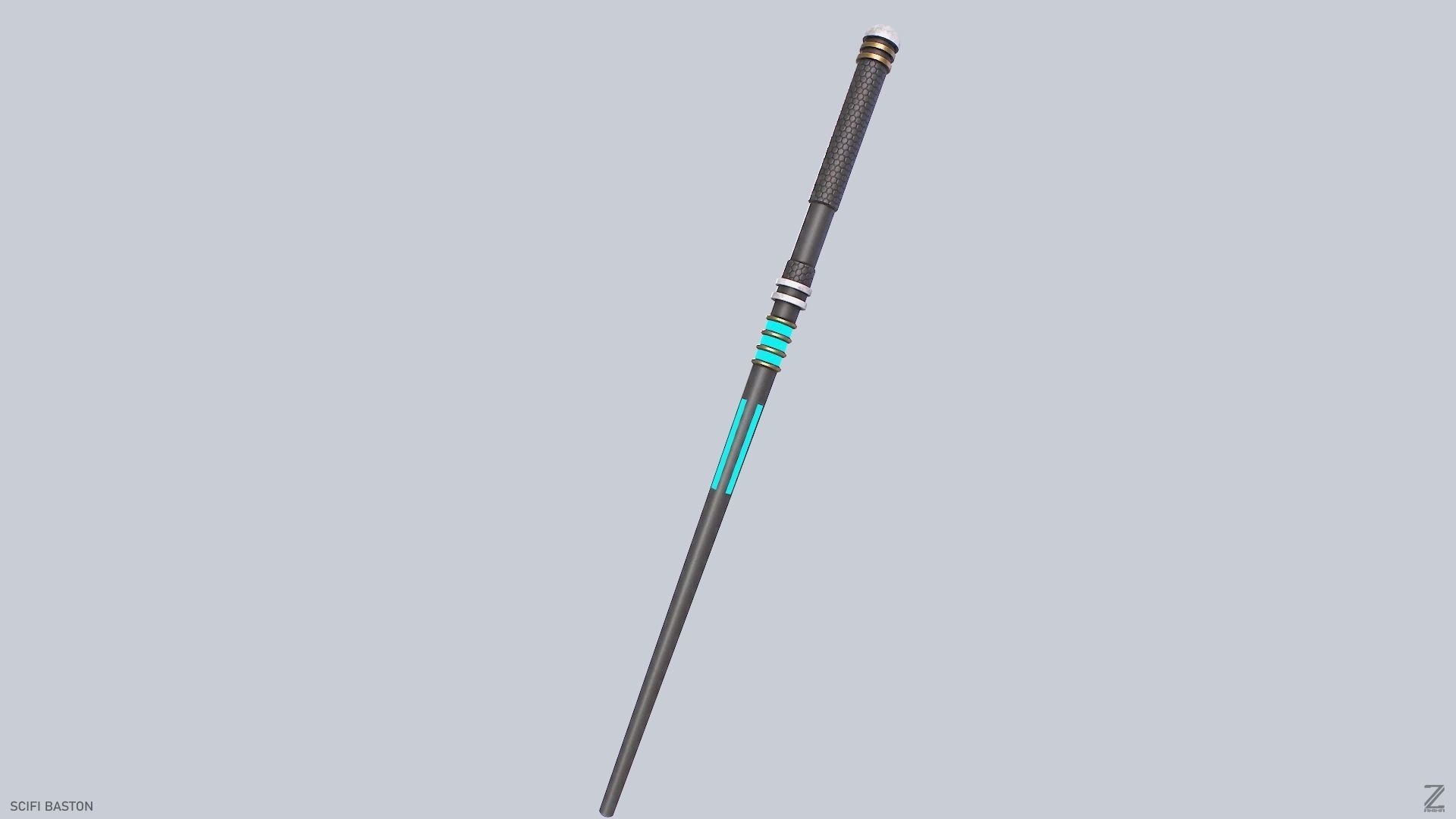 Sci fi baston Low-poly 3D model_7