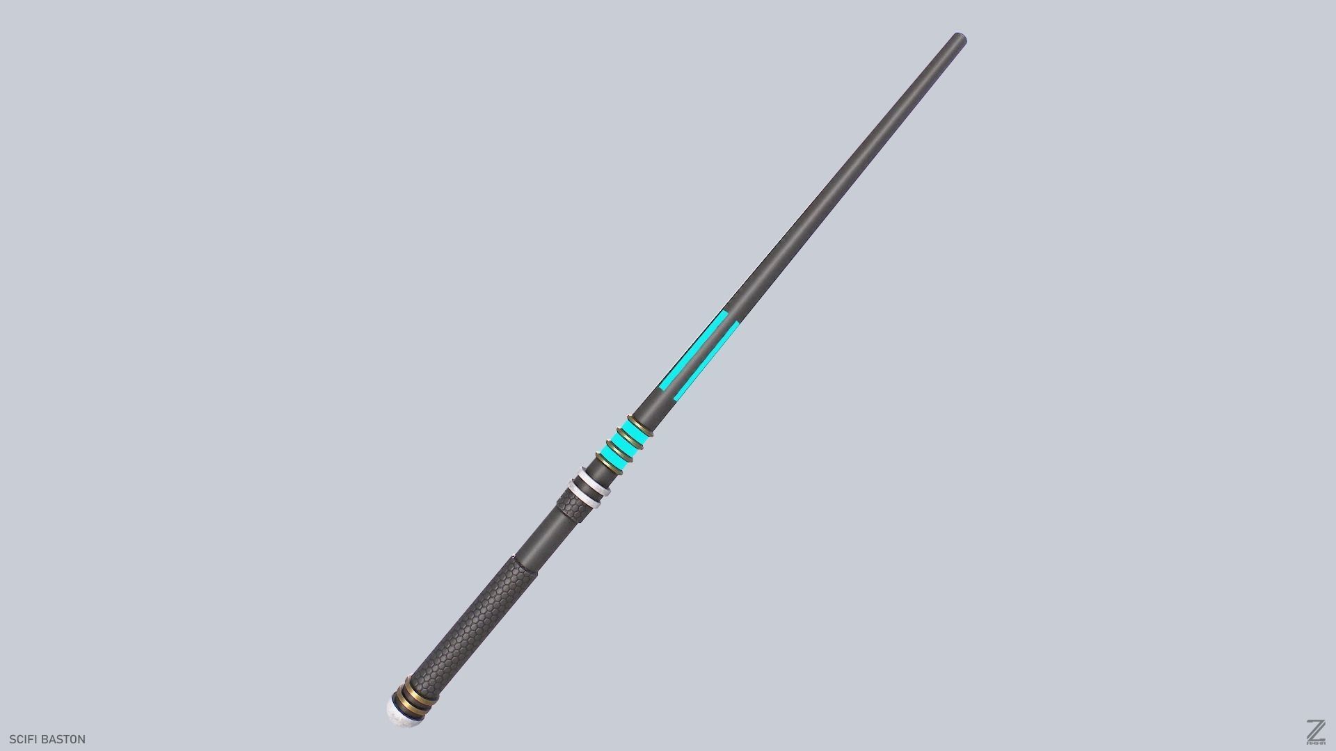 Sci fi baston Low-poly 3D model_5