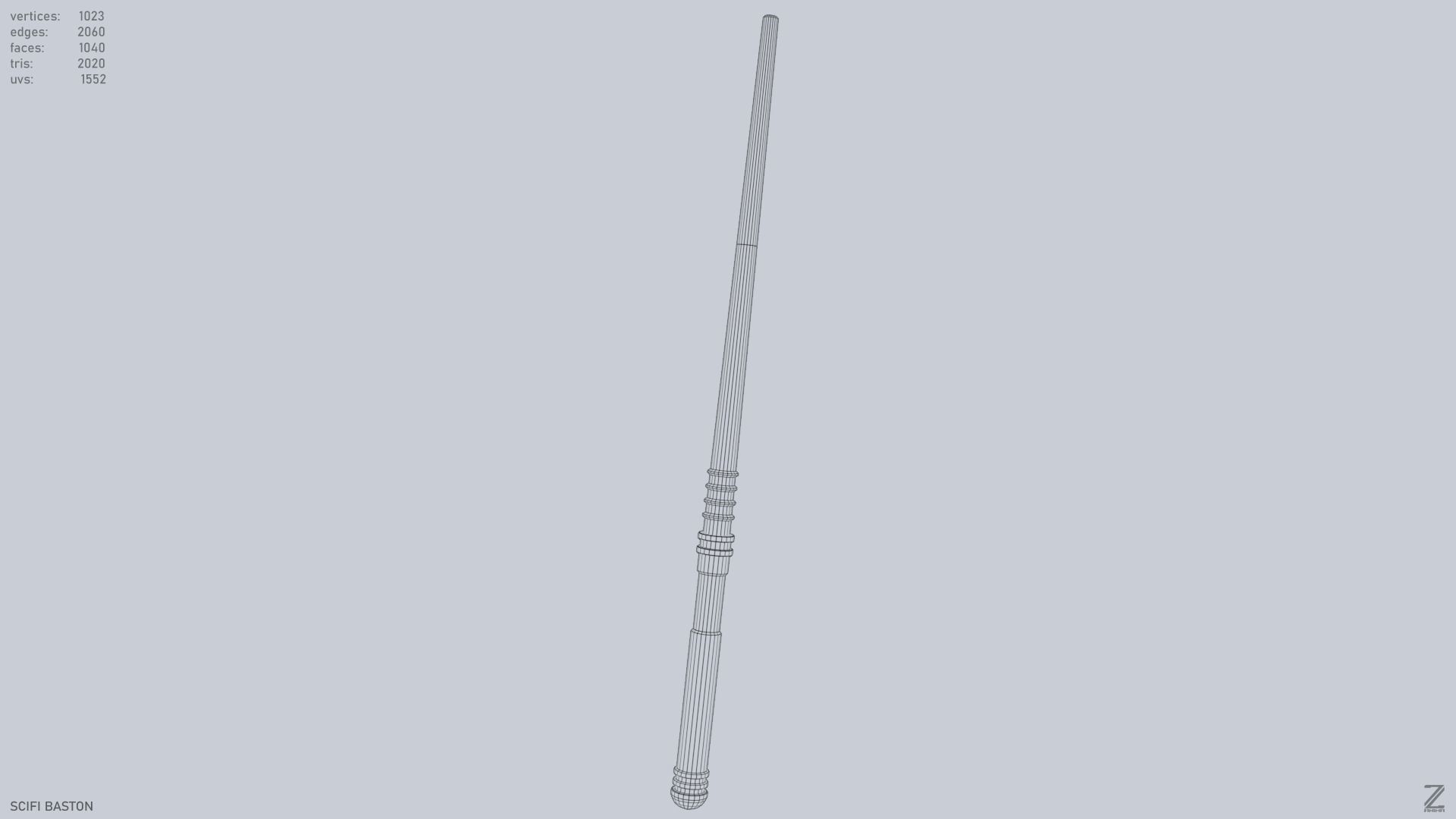 Sci fi baston Low-poly 3D model_12