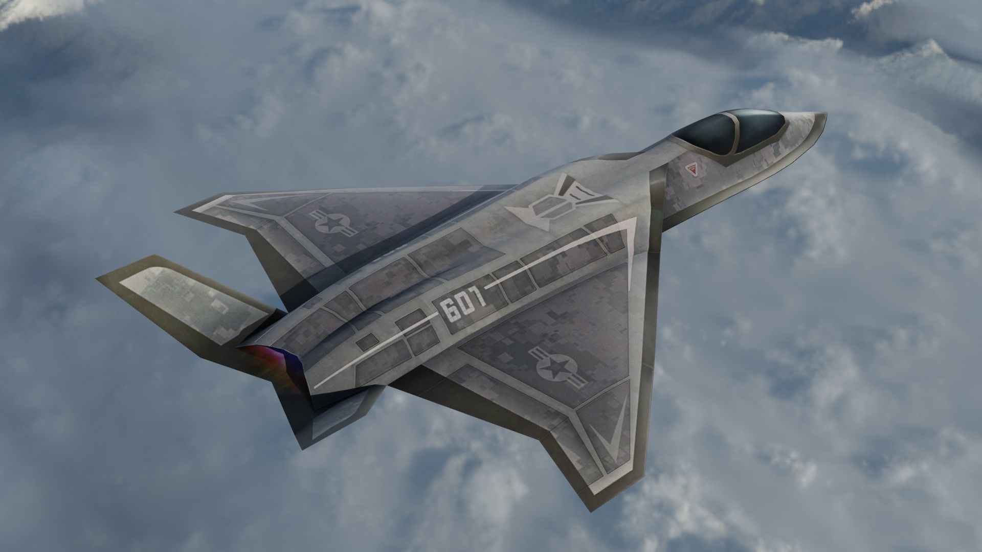 F-X  NGAD concept aircraft painted game model Low-poly 3D model Low-poly 3D model_12