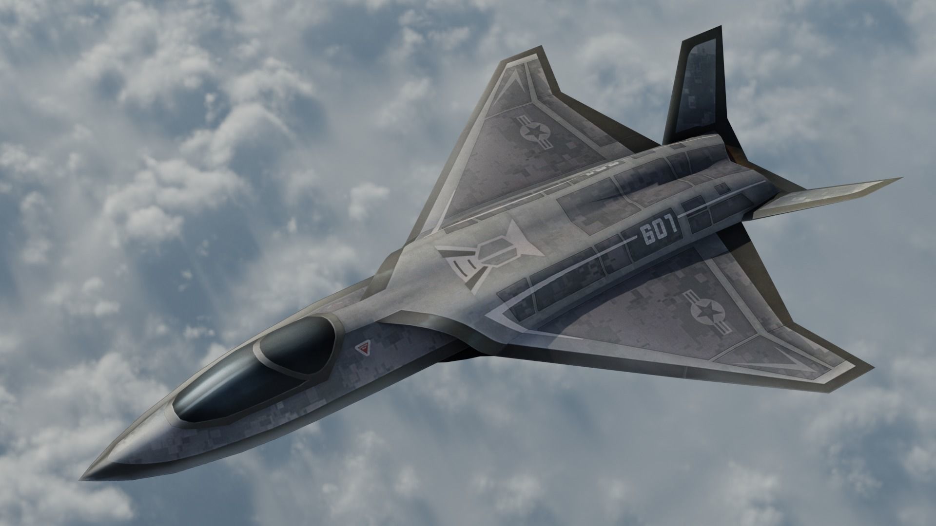 F-X  NGAD concept aircraft painted game model Low-poly 3D model Low-poly 3D model_9