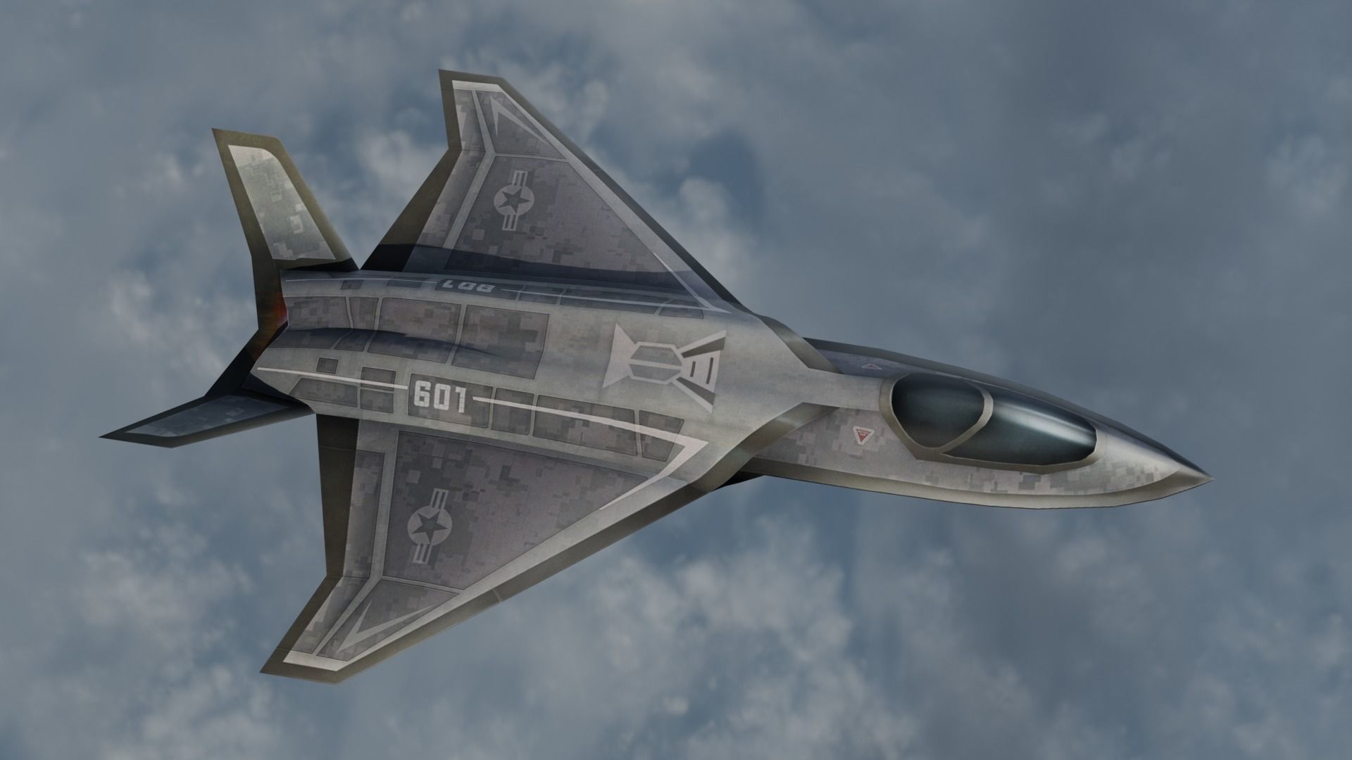 F-X  NGAD concept aircraft painted game model Low-poly 3D model Low-poly 3D model_11