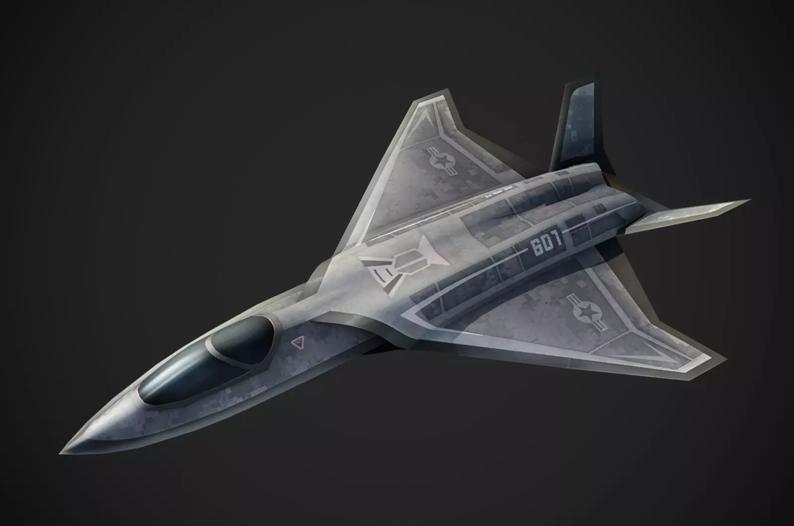 F-X  NGAD concept aircraft painted game model Low-poly 3D model Low-poly 3D model_0