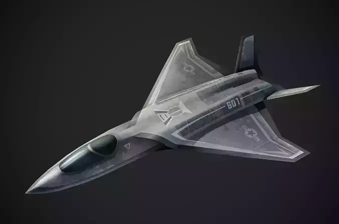 F-X  NGAD concept aircraft painted game model Low-poly 3D model Low-poly 3D model